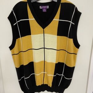 Stylish Black and Yellow Checkered Vest by Empra Men’s 2XL